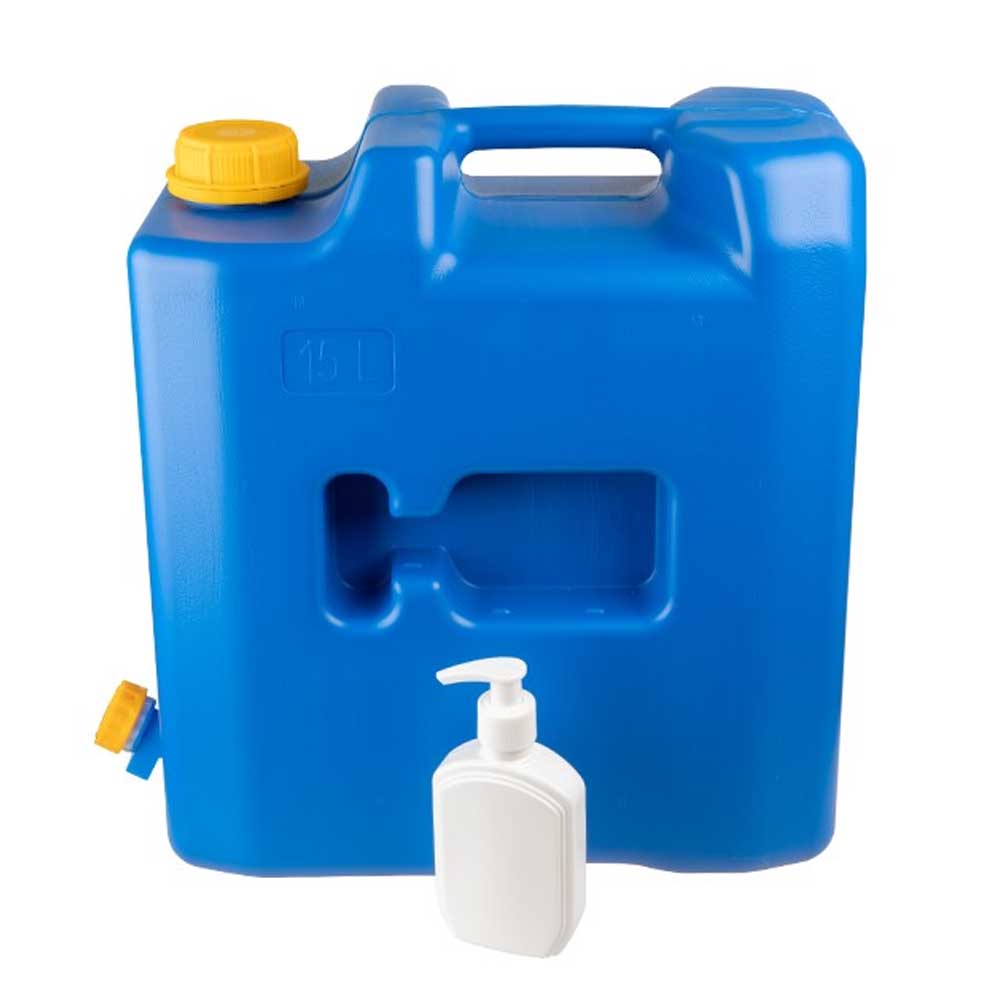15 literes kanna műanyag csappal + szappanadagoló