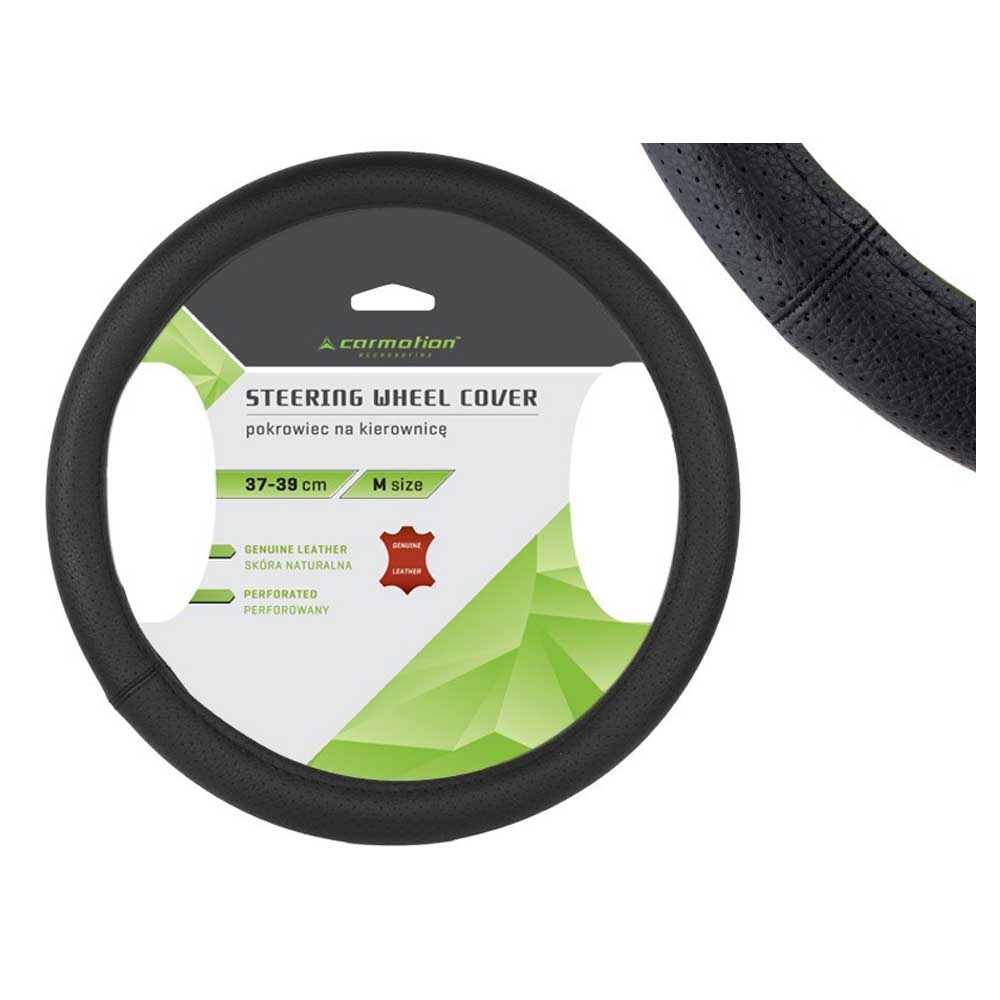 37-39 cm méretű perforált fekete bőr kormányvédő