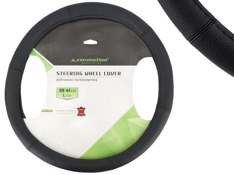 Kormánykerék huzat "L" 39-41 cm, valódi bőr, fekete