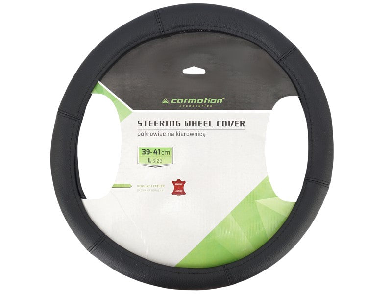 Kormánykerék huzat L 39 41 cm valódi bőr fekete – kép 2