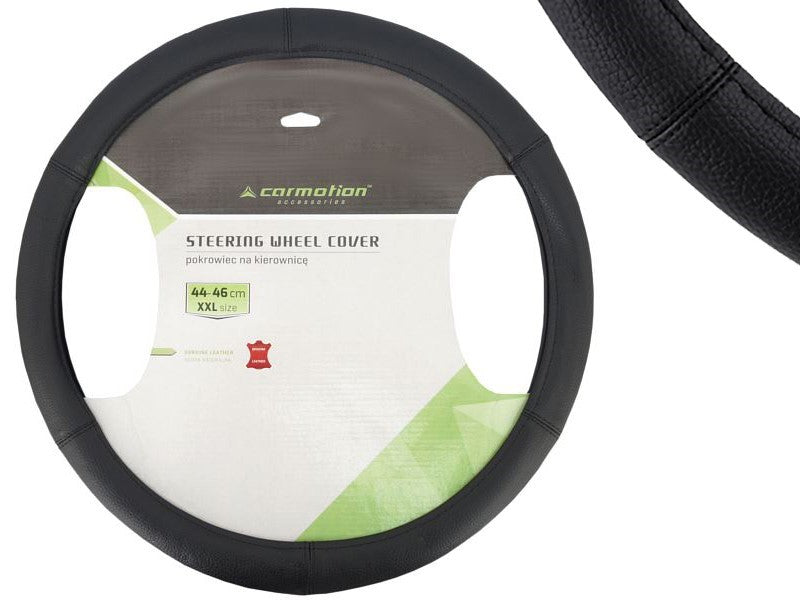 Kormánykerék huzat "XXL" 44-46 cm, 6 rész természetes bőrből, fekete