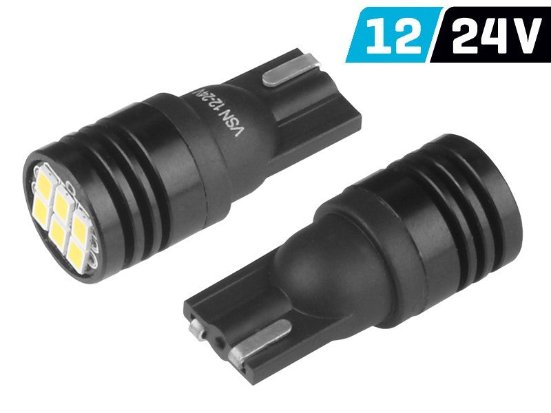 Izzó VISION W5W (T10) 12/24V 6x 3020 SMD Ultra Bright LED , nem poláris, fehér, 2 db