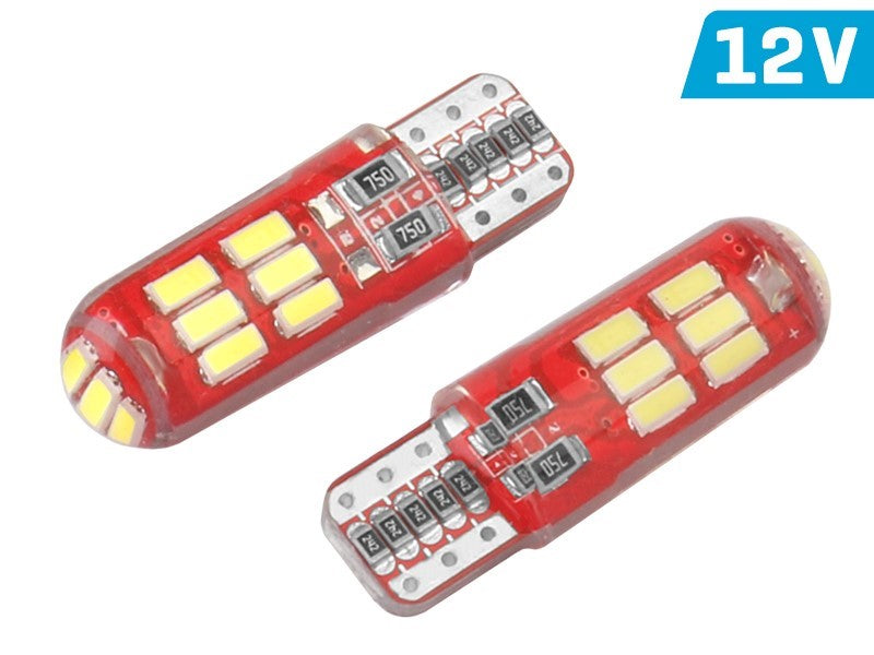Izzó VISION W5W (T10) 12V 15x 3014 SMD LED, CANBUS, szilikon izzótartó, fehér, 2 db