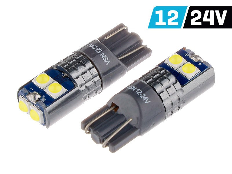Izzó VISION W5W (T10) 12/24V 6x 3030 SMD LED, nem poláris, CANBUS, fehér, 2 db