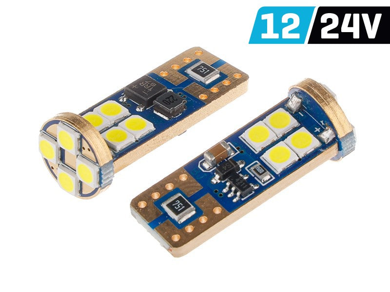 Izzó VISION W5W (T10) 12/24V 12x 3030 SMD LED, nem poláris, CANBUS, fehér, 2 db