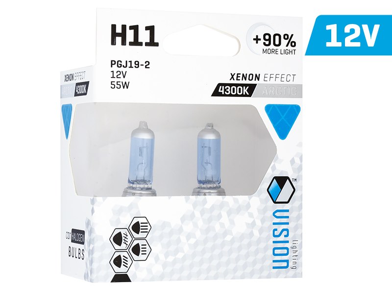 Izzók VISION sarkvidéki fehér H11 12V 55W PGJ19-2 U E4 + 90%, 2 db