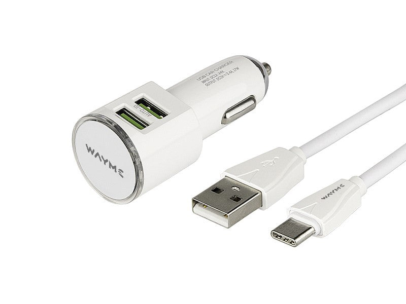 WAYME töltő 12/24V, 2x USB 3.4A + kábel USB-C csatlakozóval