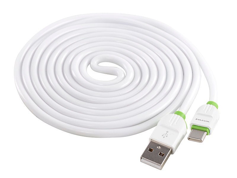 WAYME töltő  és szinkronizáló kábel szilikon lapos 200 cm USB> USB C – kép 2