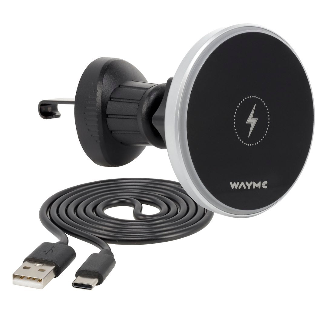 WAYME Mágneses alumínium szellőzőtartó 15W os induktív töltővel  USB kábel > USB C 100 cm – kép 2