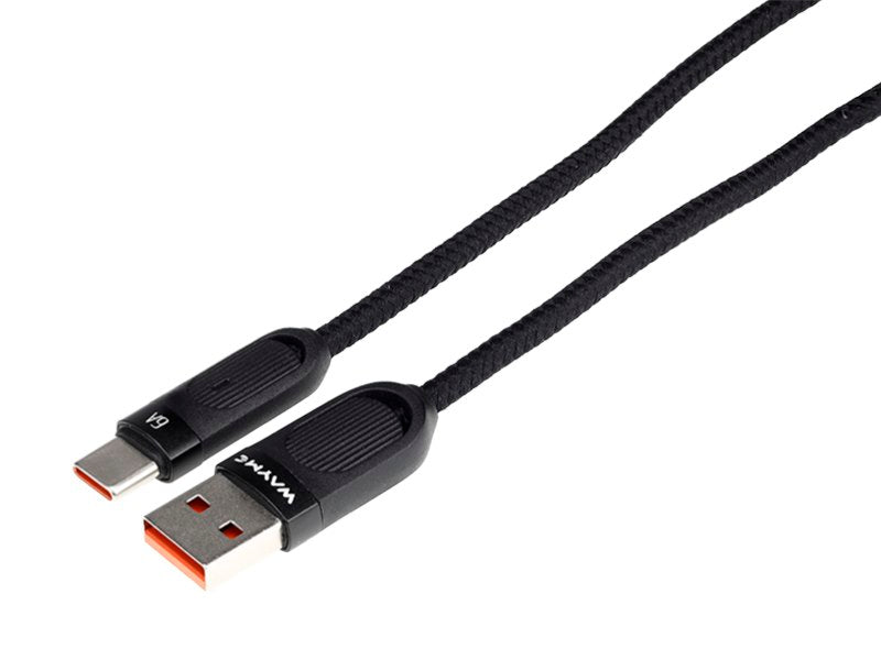 WAYME Mikroszálas fonott töltő és szinkronizáló kábel spirál 50   180 cm USB > USB C Max 100W fekete – kép 2
