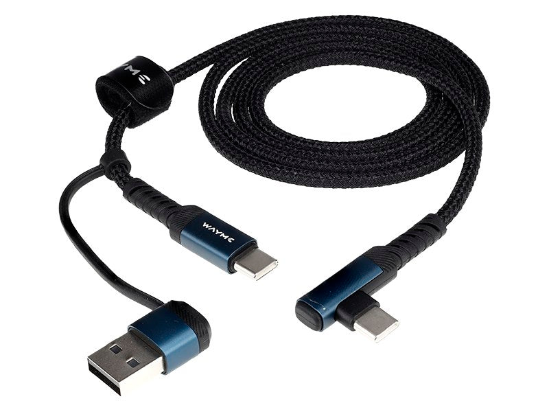 WAYME Mikroszálas fonott töltő- és szinkronizáló kábel, 100 cm, USB/C > USB-C 90°, max 60W