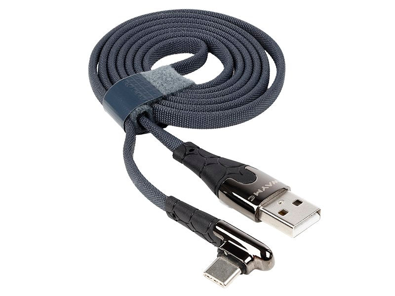 WAYME töltő  és szinkronizáló kábel fonott mikroszálas 100 cm USB > ferde USB C max 30W – kép 2