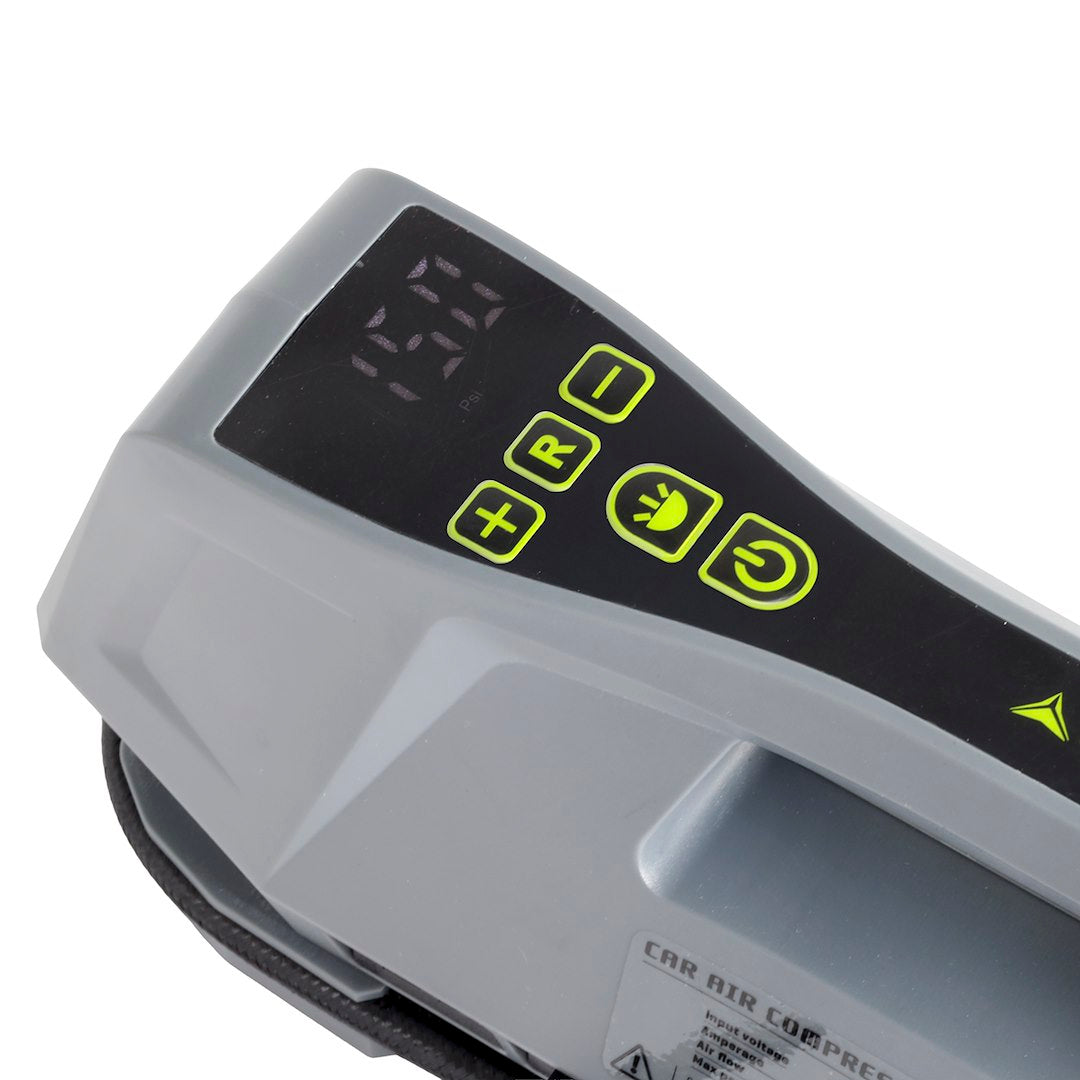 Air compressor DC 12V, AC 230V, 10 BAR, automatic with digital pressure gauge and LED flashlight