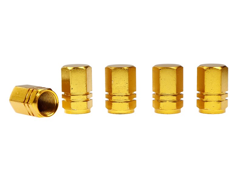 Szelepsapka, alumínium hatszögletű, 5 db, arany színű