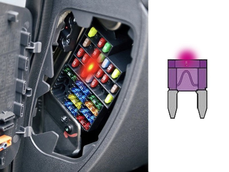 MINI biztosítók LED es kijelzővel 10 db – kép 2