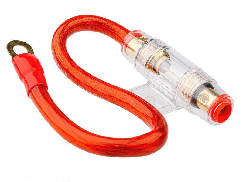 AGU üveg biztosítéktartó 60A-ig, 30 cm-es 20 mm2-es kábellel