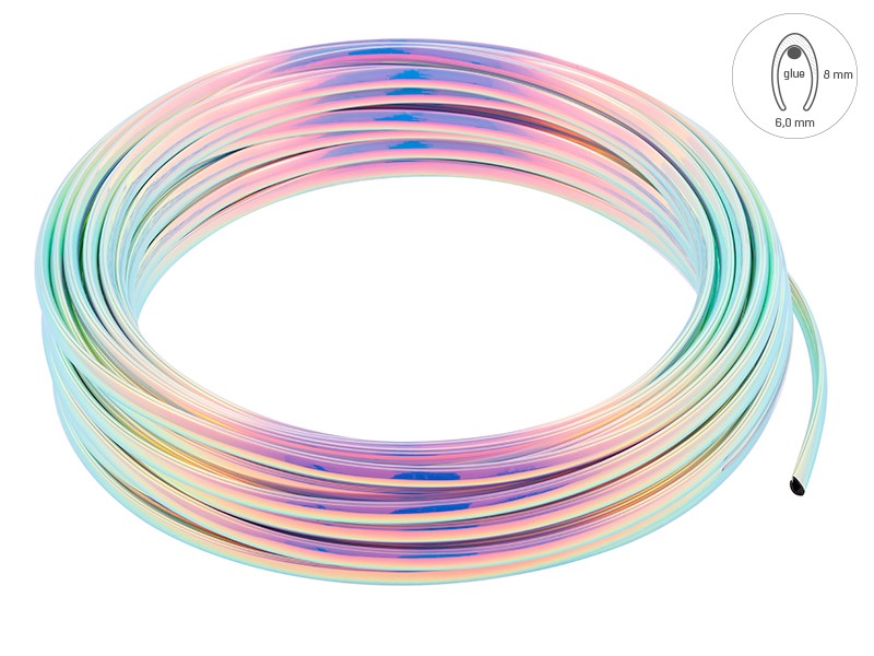 Autóstílusos szegélyszalag, szivárványos, 8 x 6mm x 20 m