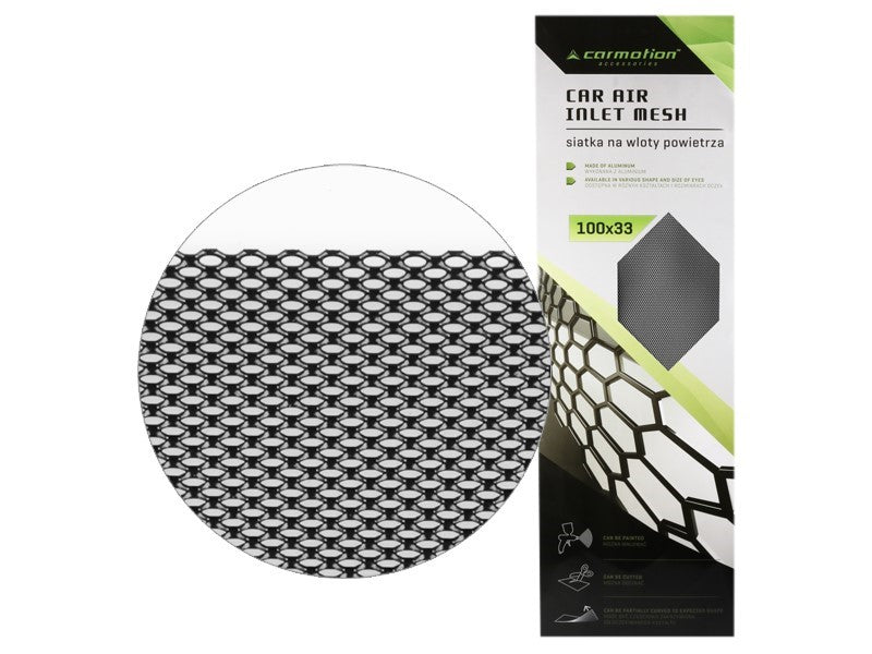 Alumínium autószellőző háló 2x4 mm, méhsejt alakú, lap 100x33 cm, fekete