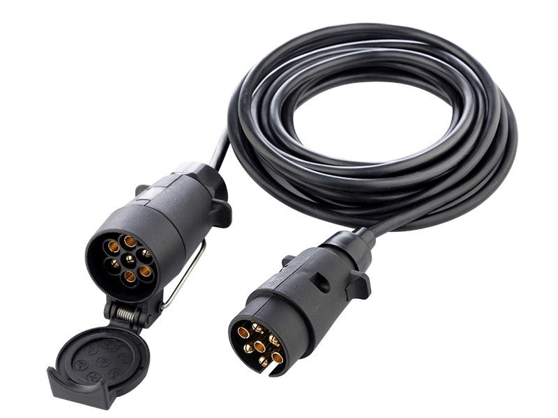 Pótkocsi tápkábel dugóval és 7 pólusú csatlakozóval, 5 m hosszú