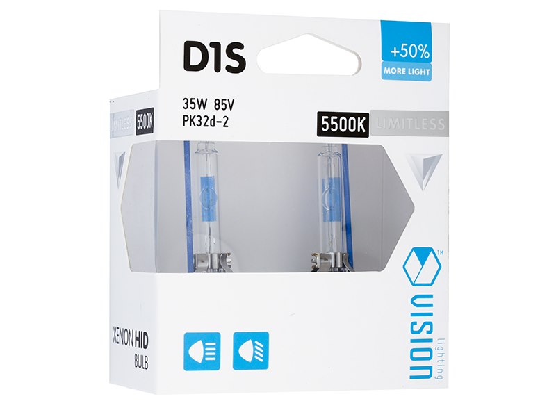 Izzók Xenon VISION D1S 5500K 85V 35W PK32d-2 + 50% határtalan fehér, 2 db