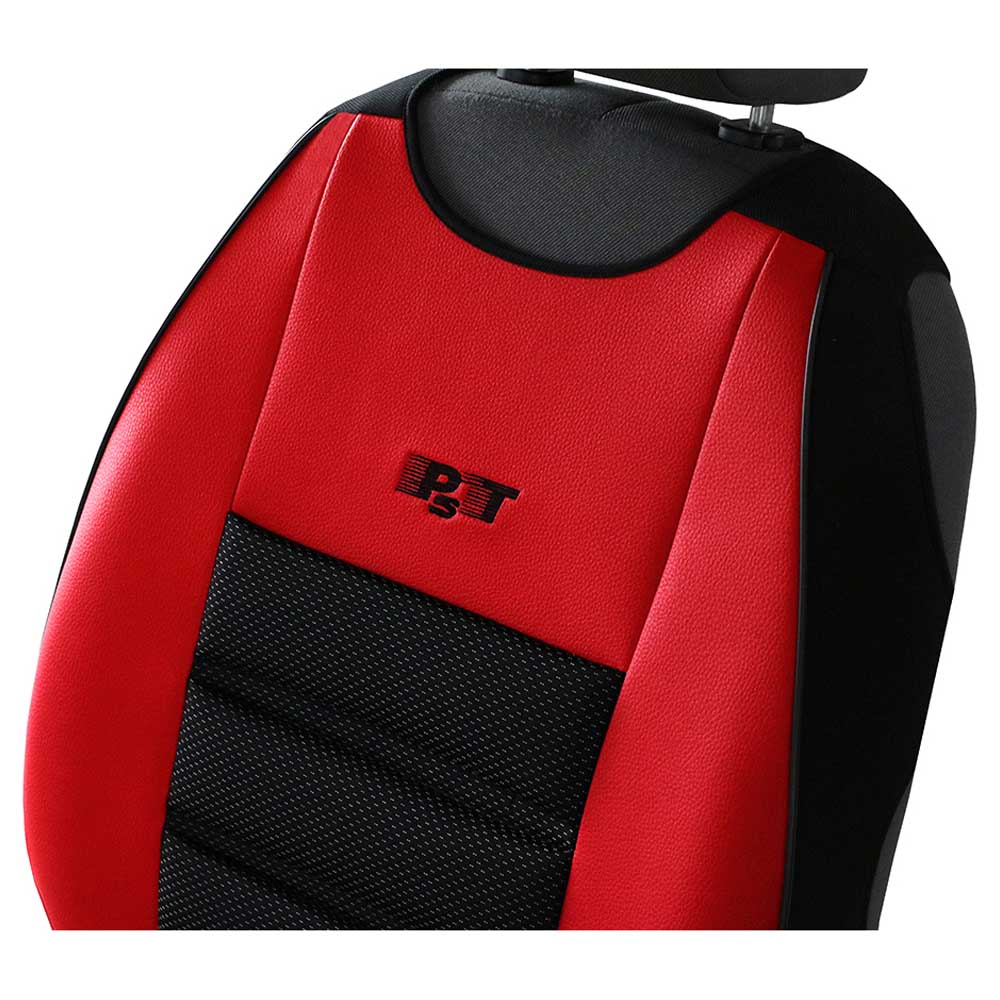 Ergonomic univerzális üléshuzat vezetői üléshez, piros színben, ökológiai bőrből és kárpitszövetből