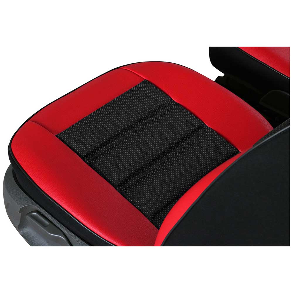 Ergonomic univerzális üléshuzat vezetői üléshez, piros színben, ökológiai bőrből és kárpitszövetből