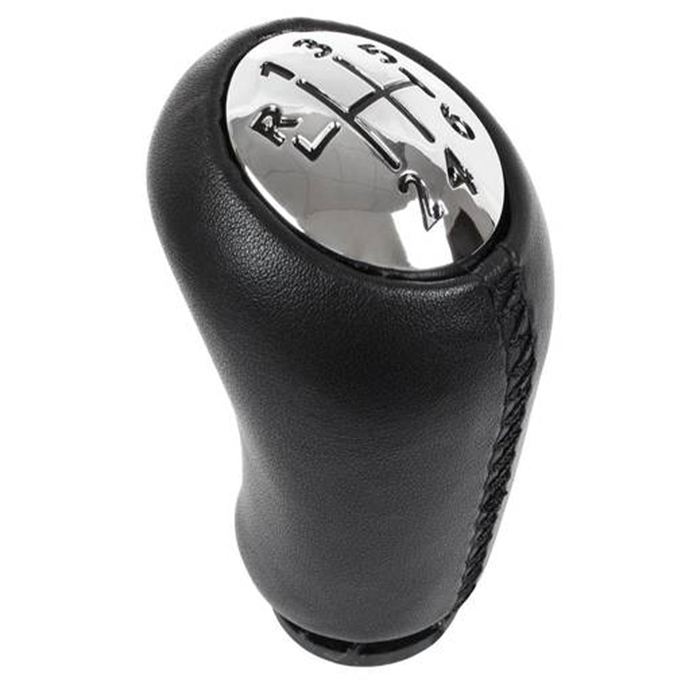 Fekete színű, bőrözött 6 sebességes Renault váltógomb. Krómozott számlappal.