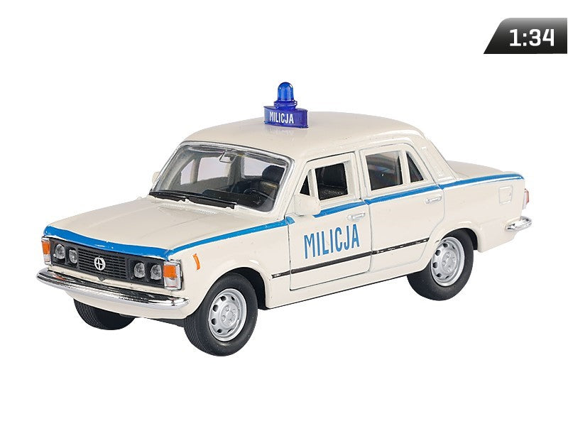 1:34-es modell, PRL FIAT 125p MILICJA, fehér (A884F125MIB)