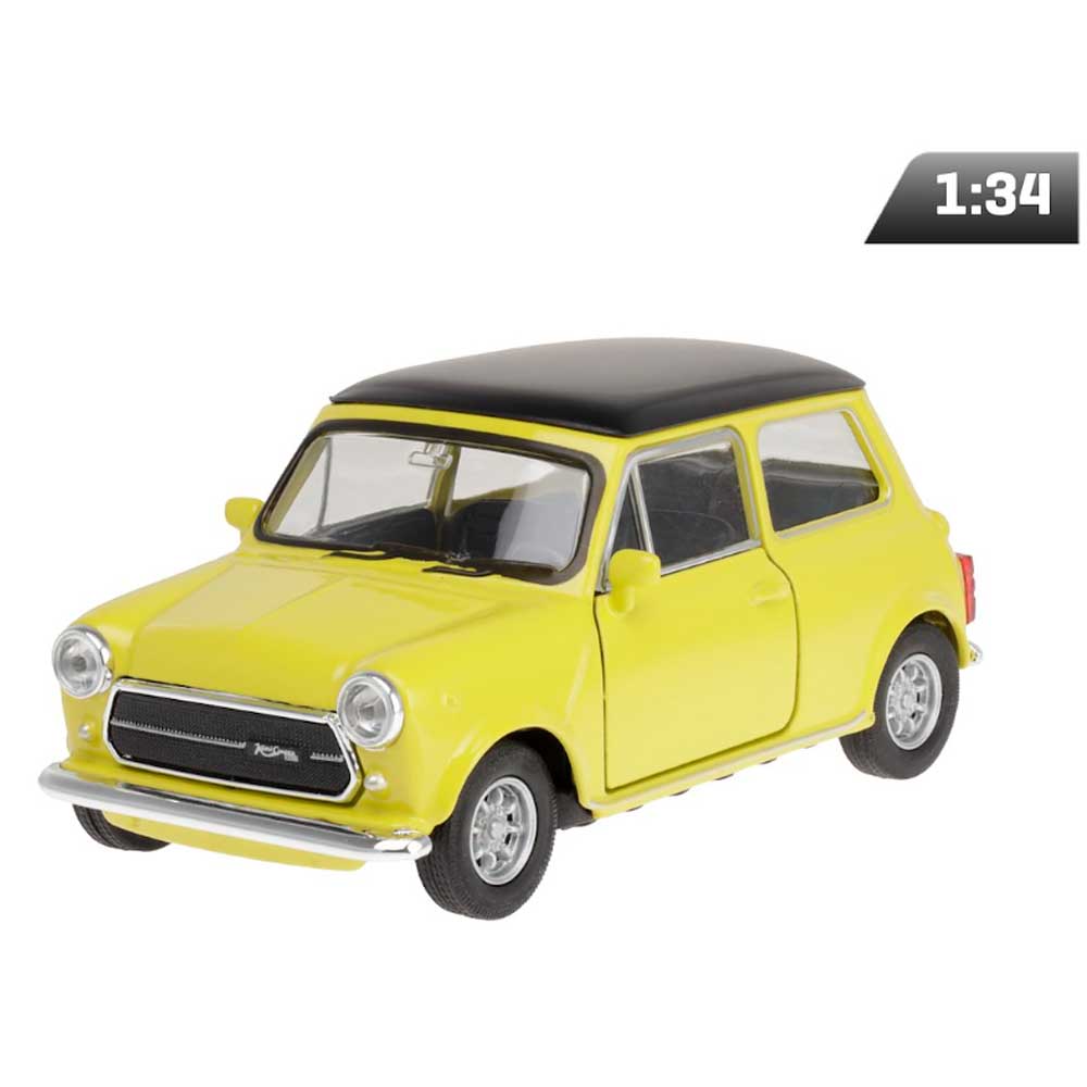 Mini Cooper modellautó 1:34 – sárga fém kivitel