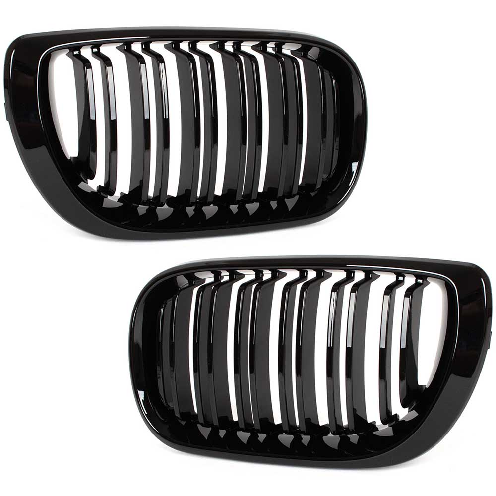 BMW 3 E46 Sedan/Kombi hűtőrács (fényes fekete, double bar – bal+jobb) 2001-2005