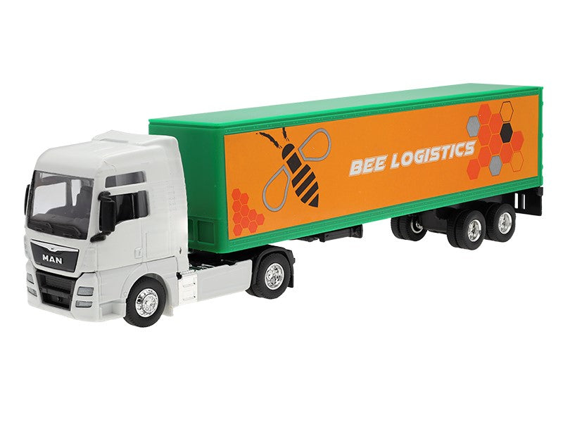 1:64 es modell MAN TGX XXL fehér vontató Bee Logistics pótkocsi – kép 2