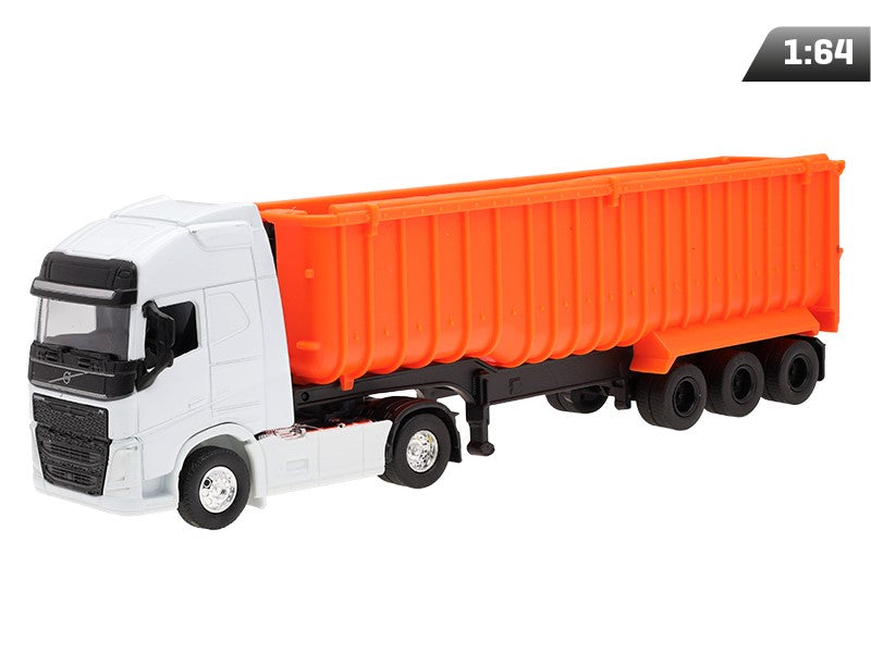 1:64-es modell, VOLVO FH, fehér traktor, narancssárga billenőplató