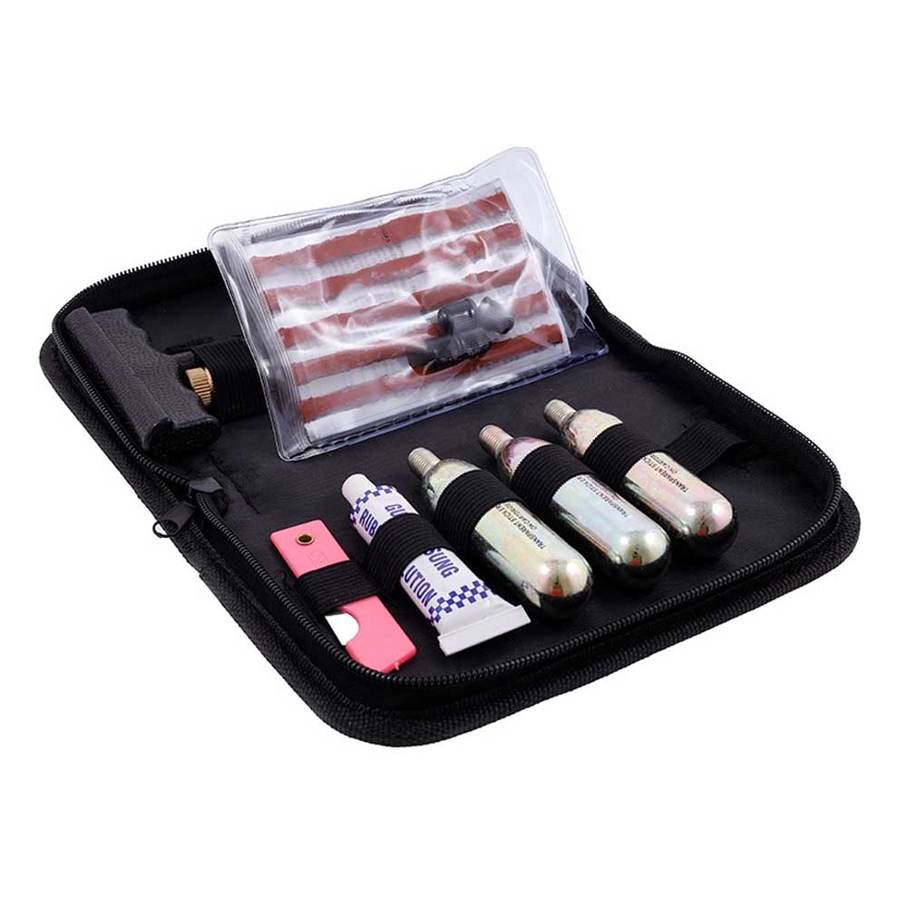 CO2 patronokat tartalmazó, 17 darabos defekjavító készlet