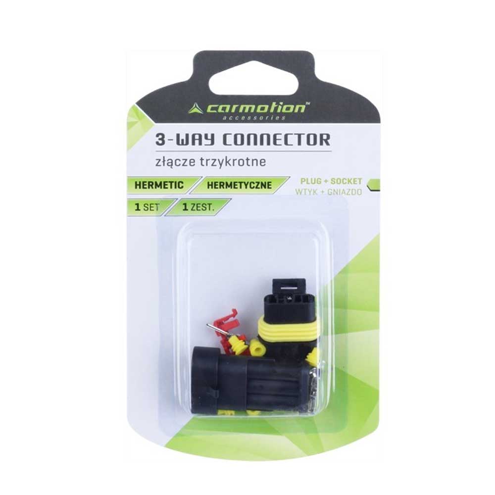Háromágú hermetikus csatlakozó (dugó + aljzat, 12V)