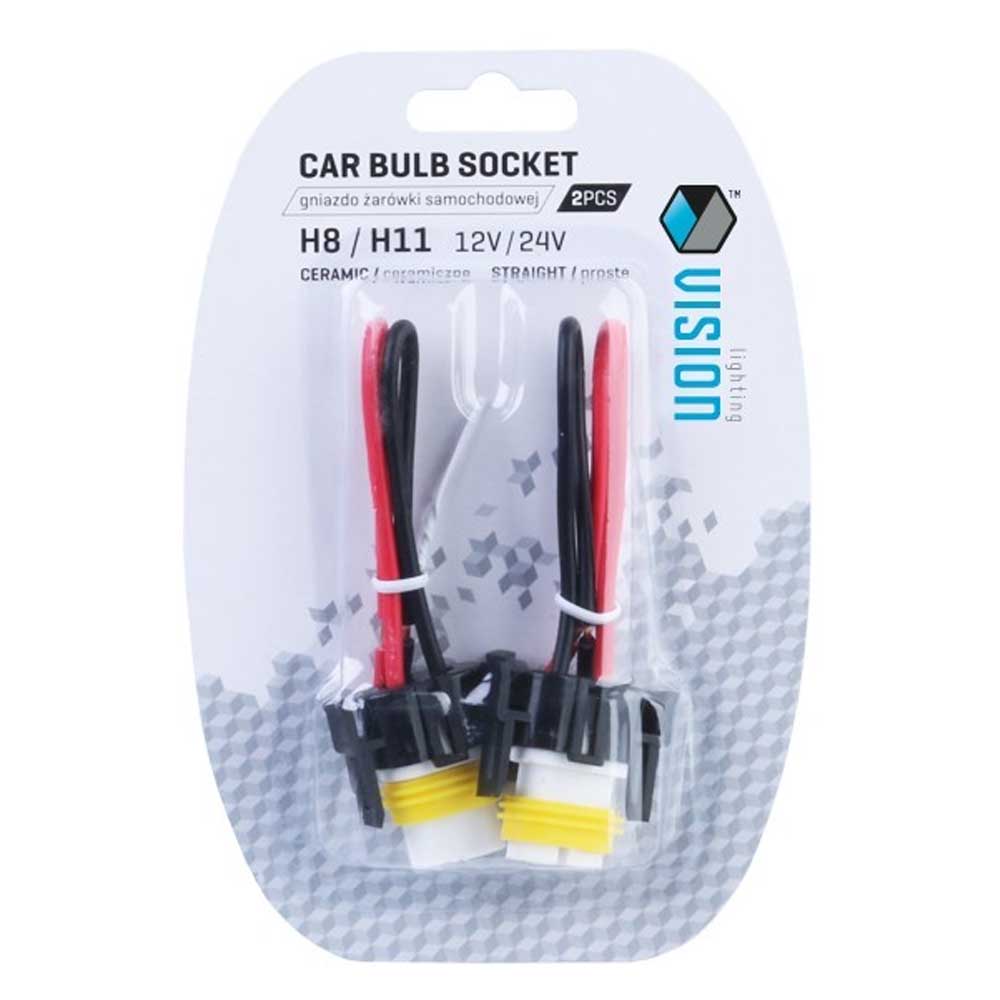 Izzó foglalat H8/H11, egyenes, kerámia, 15cm kábel , 2 db