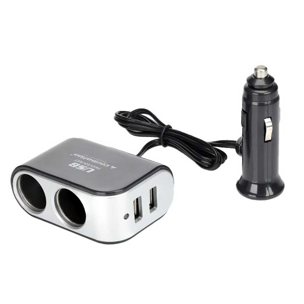 2 aljzatos elosztó 2x USB 3.1A kábellel