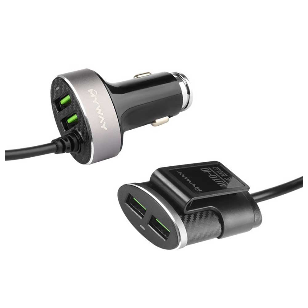 MYWAY 12/24V autós töltő 120 cm-es kábellel, 4 darab USB porttal