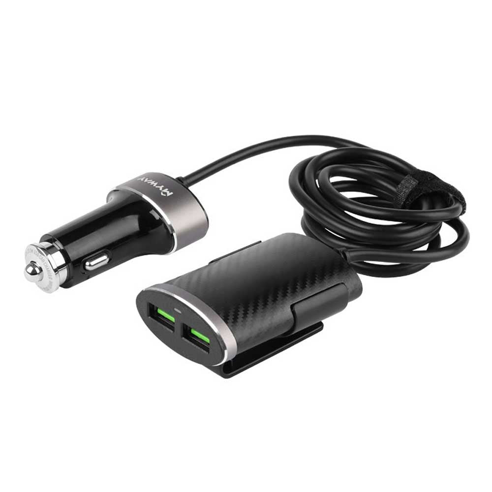 MYWAY 12/24V autós töltő 120 cm-es kábellel, 4 darab USB porttal