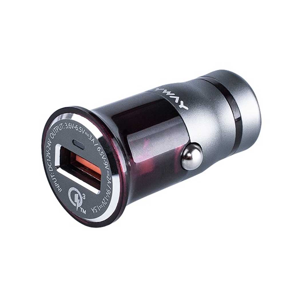 MYWAY gyors töltési móddal rendelkező autós töltő, 100 cm hosszú USB/Lightning kábellel