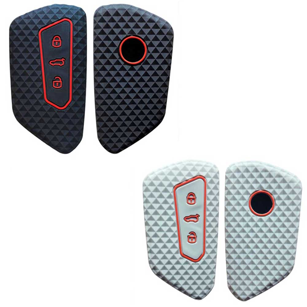 Fekete és szürke színű, 3 gombos Seat kulcs szilikon tokok.