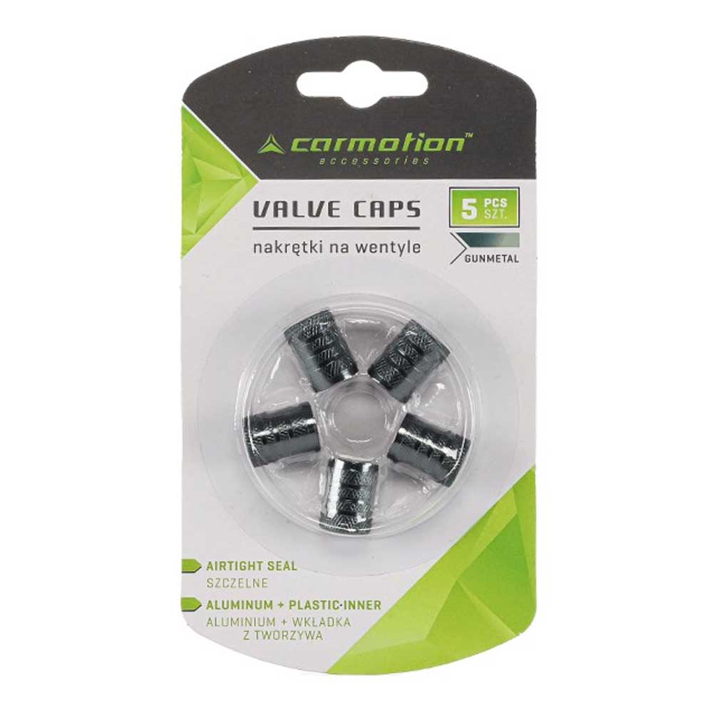 Alumínium szelepsapkák műanyag menetes betéttel, 5 db, pisztolymetál színben
