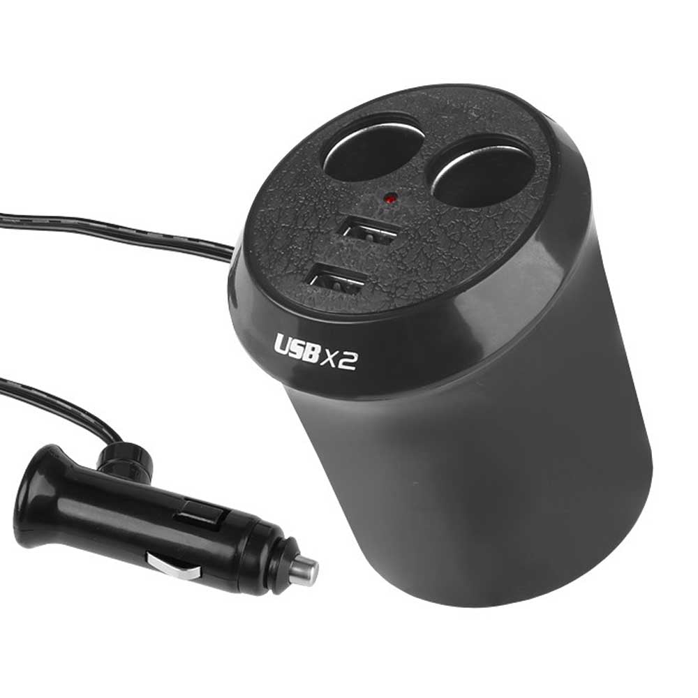 Dupla szivargyújtó elosztó USB portokkal (12–24V)