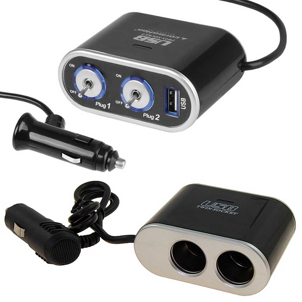 2 csatlakozós szivargyújtó elosztó 12/24V