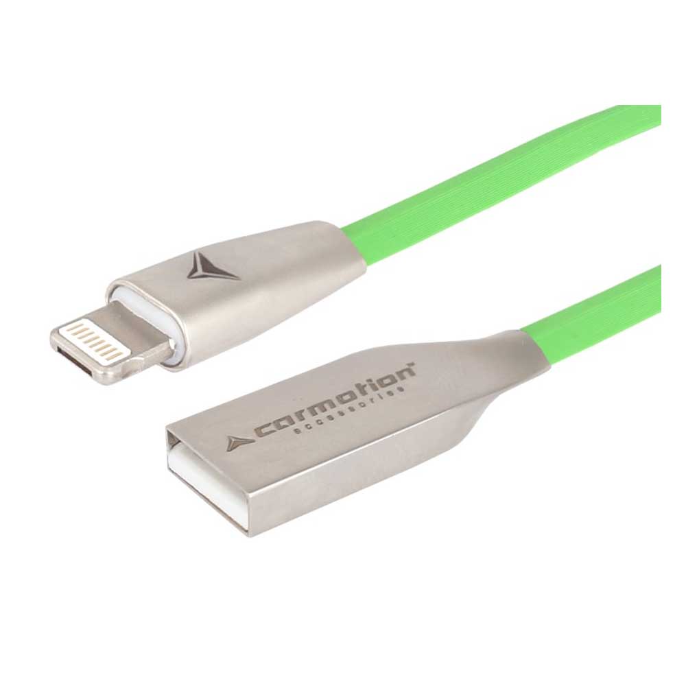 120 cm-es töltő és szinkronizáló kábel, USB és kombinált Micro USB/Lightning csatlakozókkal, zöld színben