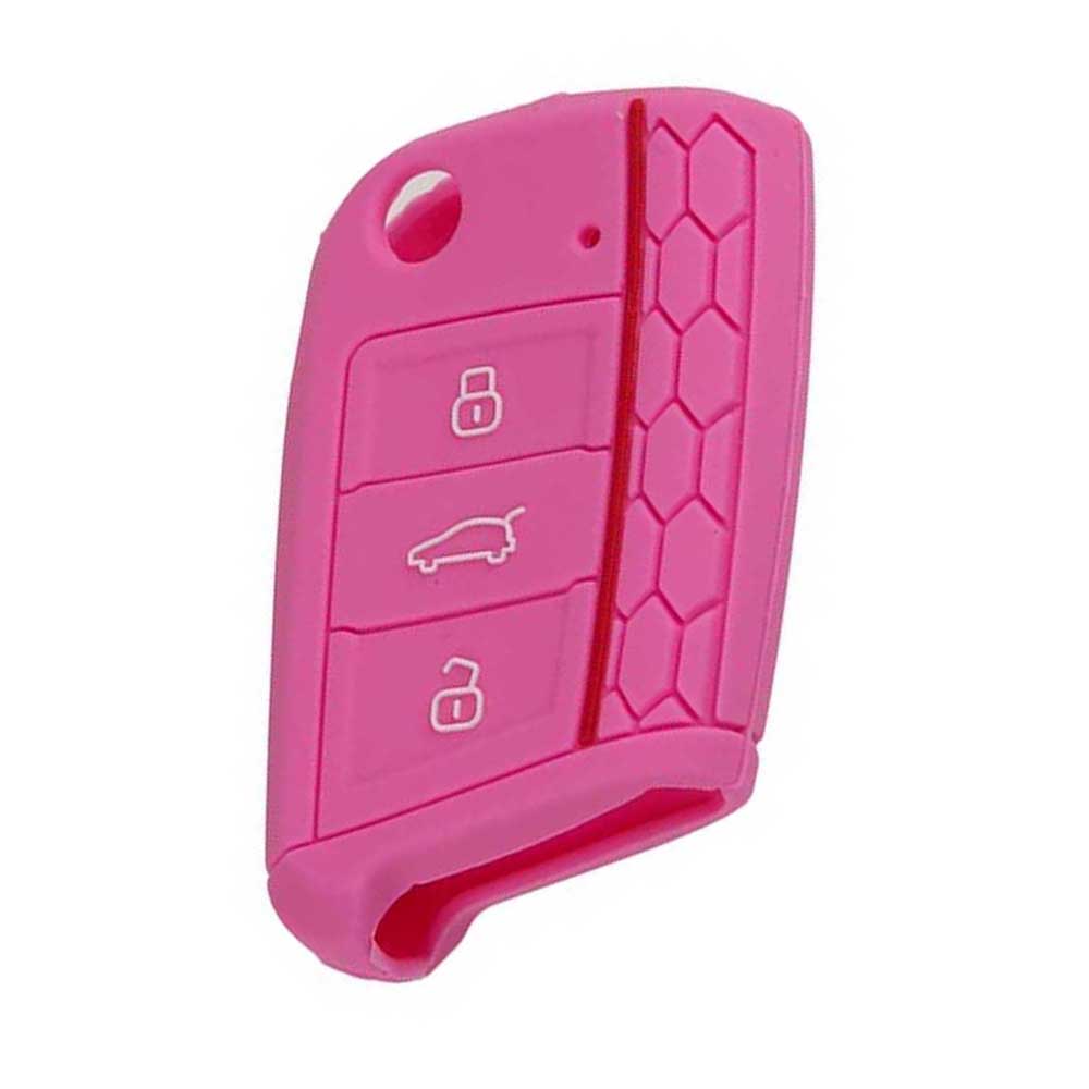 Rózsaszín, 3 gombos VW bicskakulcs szilikon tok.