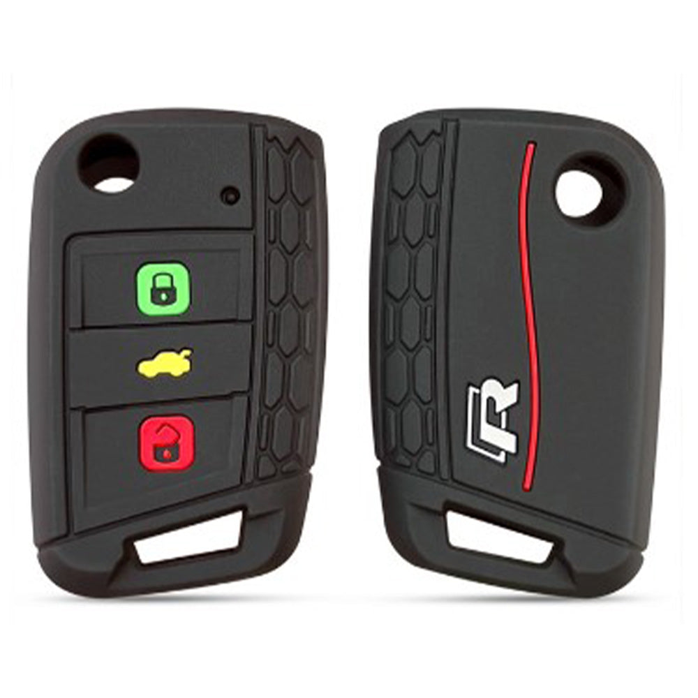 Fekete színű, 3 gombos Seat szilikon tokok mintával.