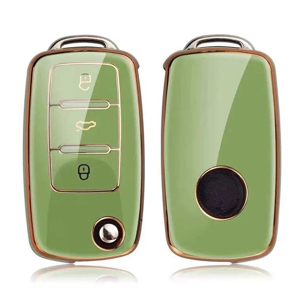 VW kulcs TPU tok 3 gombos - Zöld