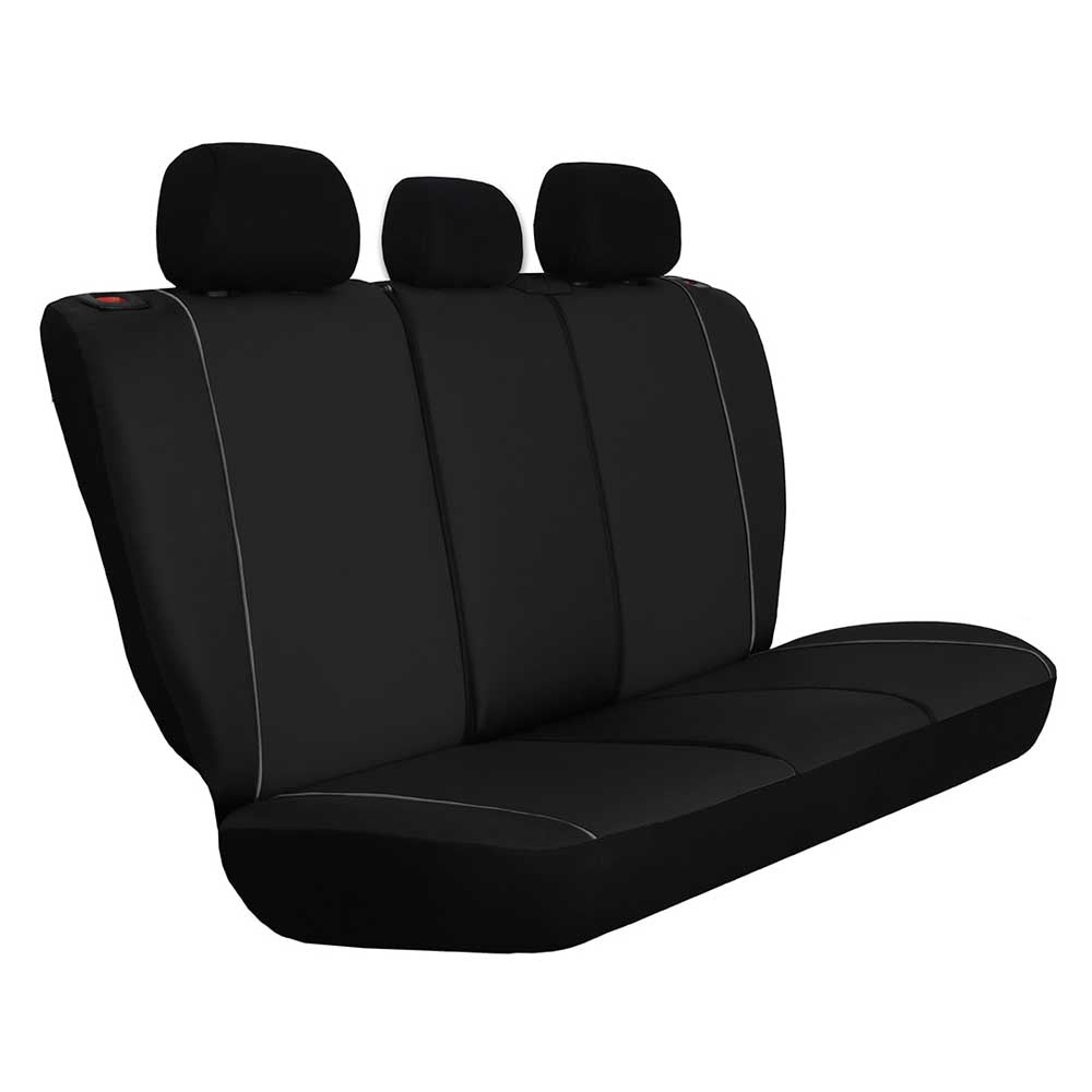 Eco Line Univerzális üléshuzat ökológiai bőrből és szövetből, fekete színben szürke erősítő szegéllyel