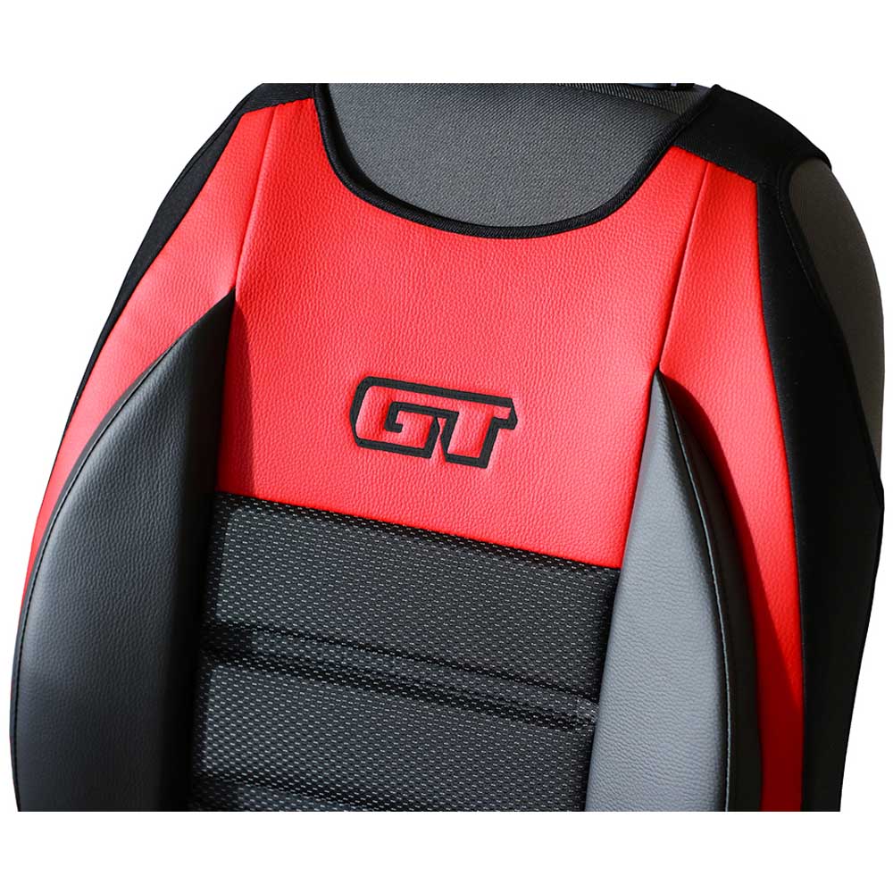 GT Ergonomic Univerzális 1 részes huzat vezetői ülésekhez piros színben, profilozott háttámlával, ökológiai bőr és szövet anyagokból