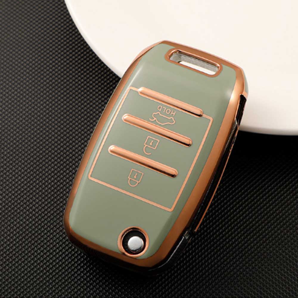 Kia 3 gombos TPU kulcstok - Zöld